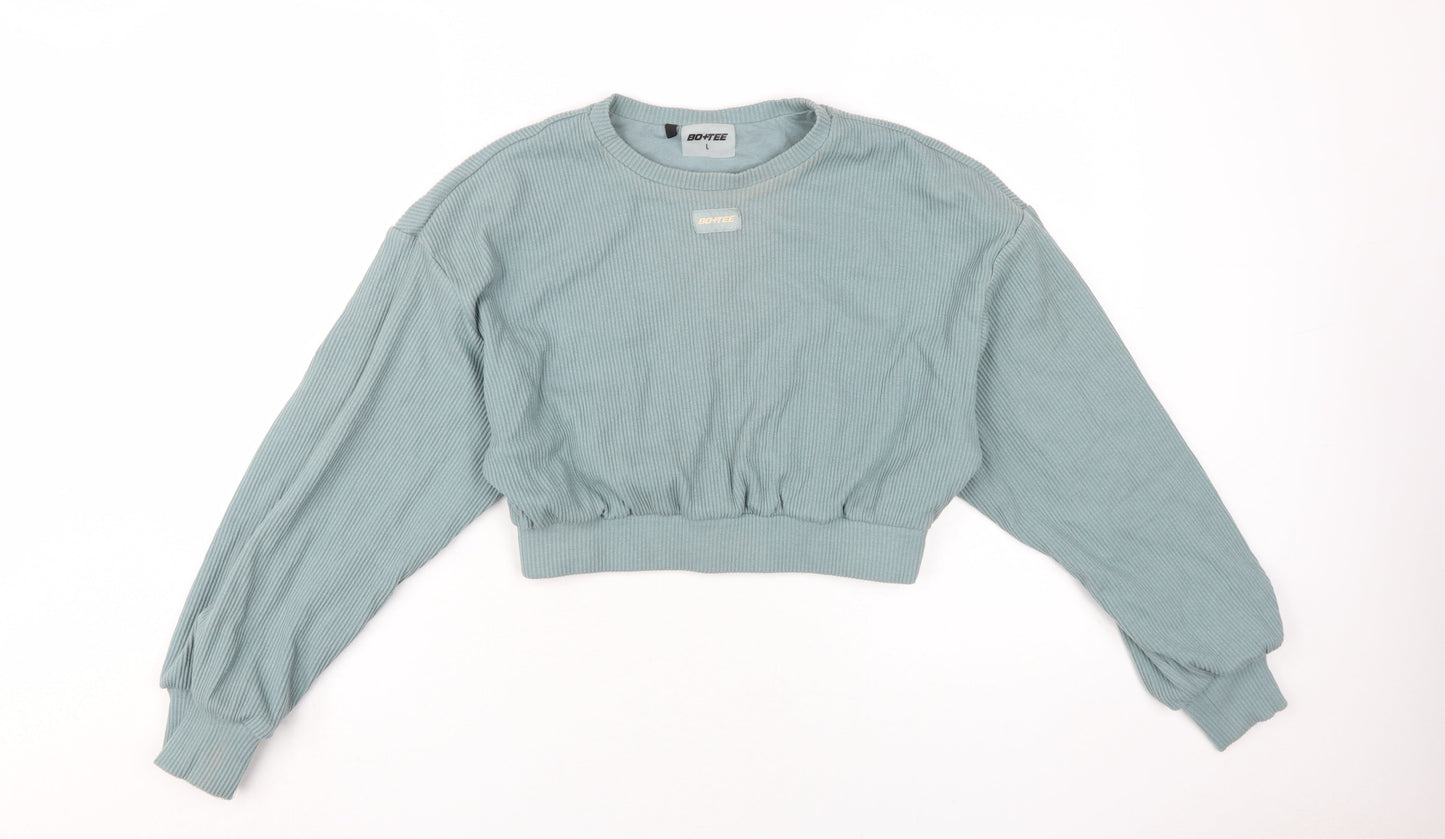 BO+TEE Womens Blue Pullover Sweatshirt L