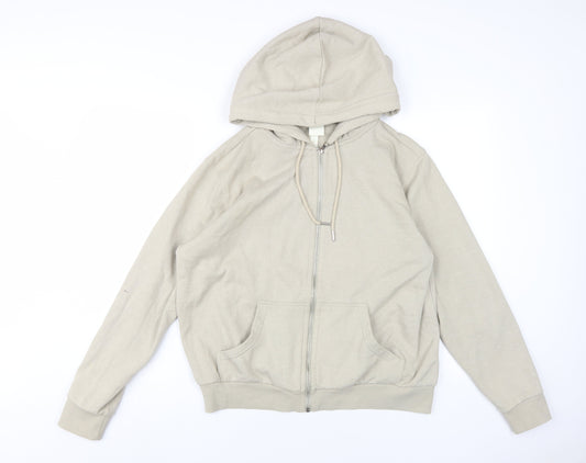 H&M Women Beige Full Zip Hoodie Size L