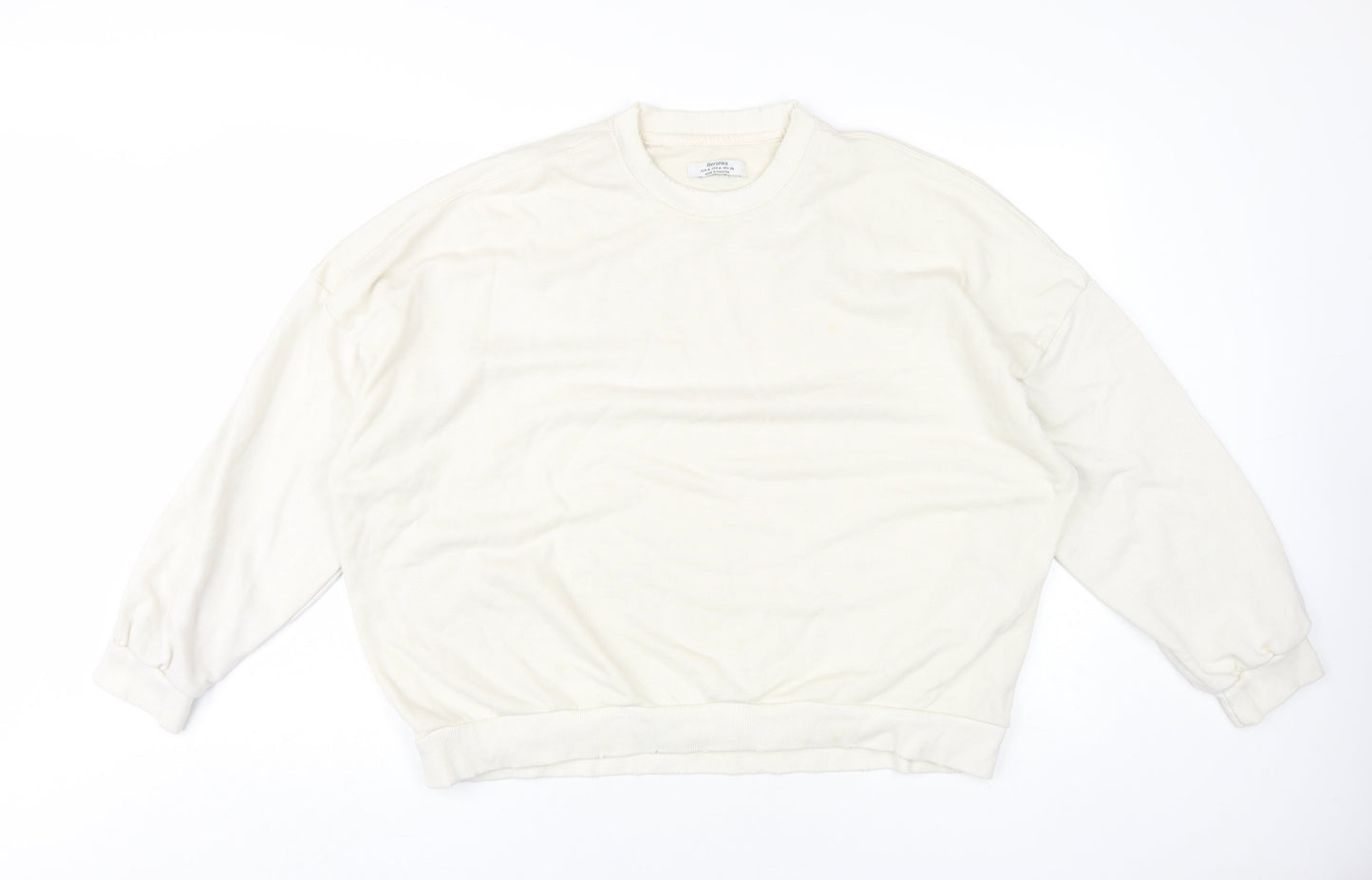 Unisex Adults UK Size M Bershka Ivory Pullover Sweatshirt