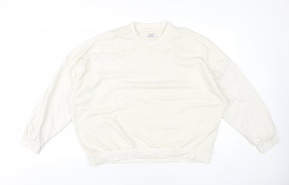 Unisex Adults UK Size M Bershka Ivory Pullover Sweatshirt