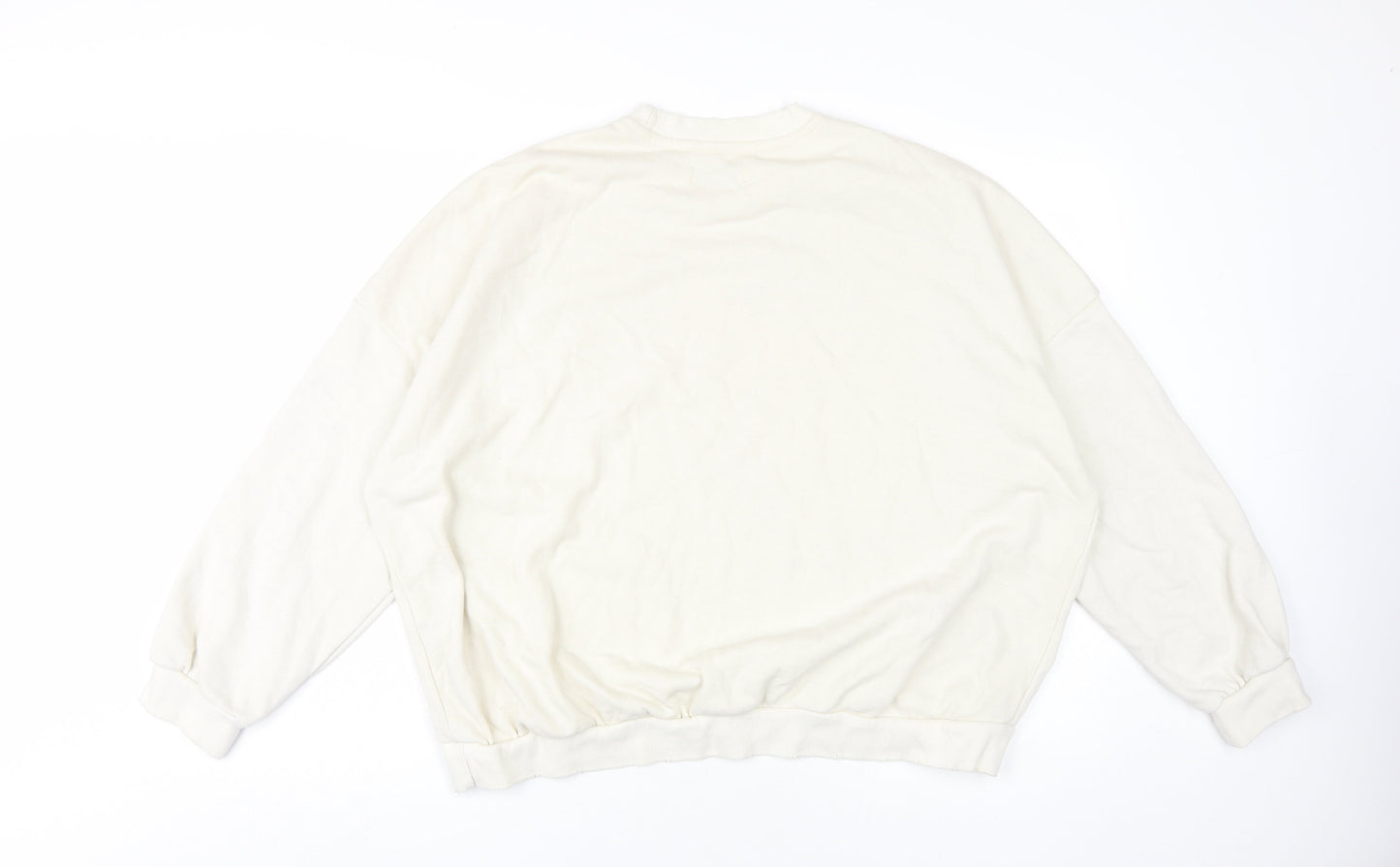 Unisex Adults UK Size M Bershka Ivory Pullover Sweatshirt