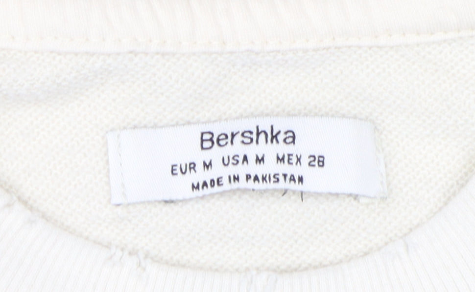 Unisex Adults UK Size M Bershka Ivory Pullover Sweatshirt