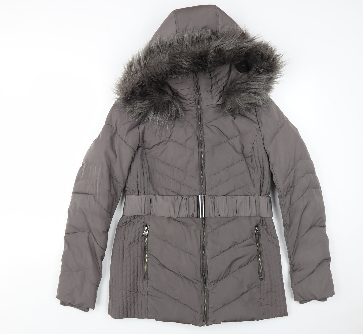 Womens UK Size S Wallis Grey Puffer Jacket