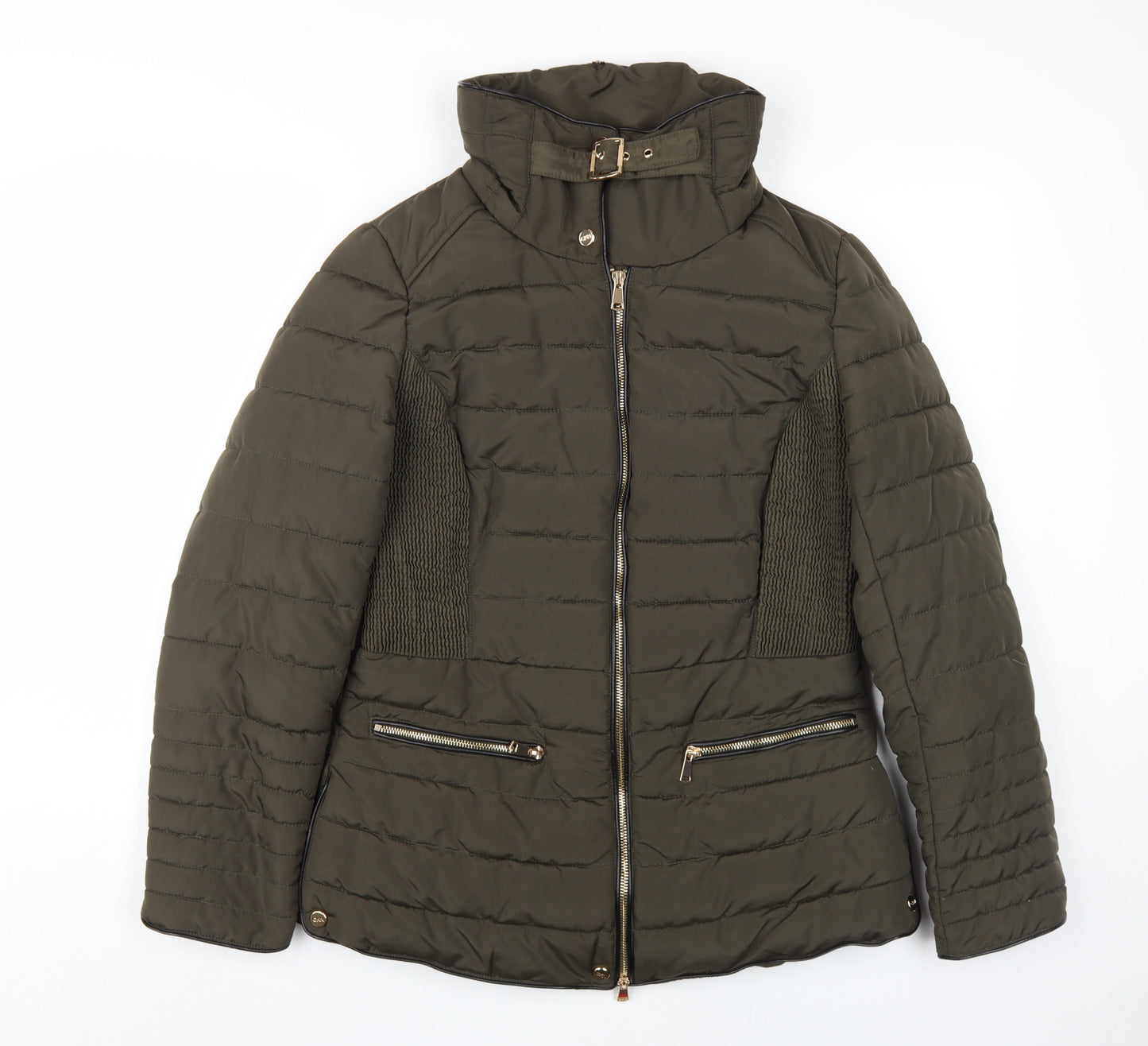 CKN Women's Green Puffer Jacket UK 10 Belted Casual
