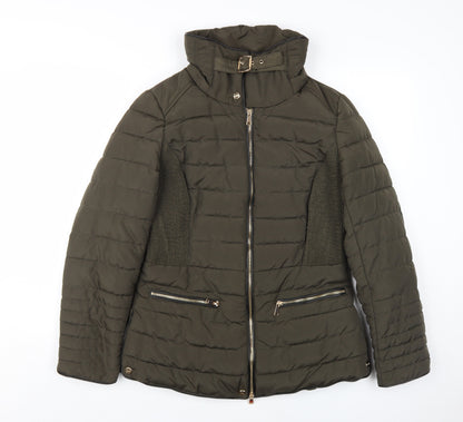 CKN Women's Green Puffer Jacket UK 10 Belted Casual