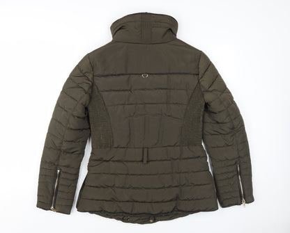 CKN Women's Green Puffer Jacket UK 10 Belted Casual