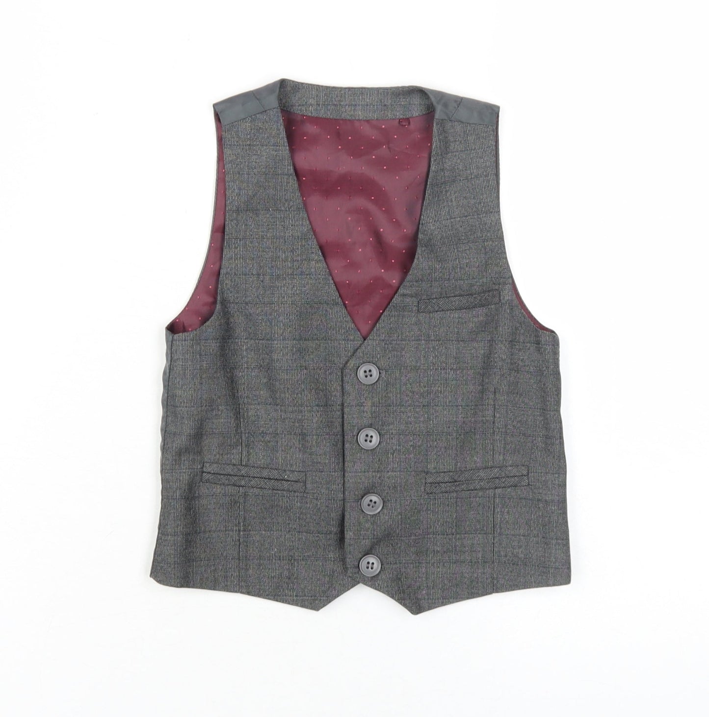 Next Boys Grey Check Suit Waistcoat 3 Years Formal