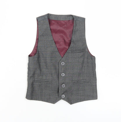 Next Boys Grey Check Suit Waistcoat 3 Years Formal