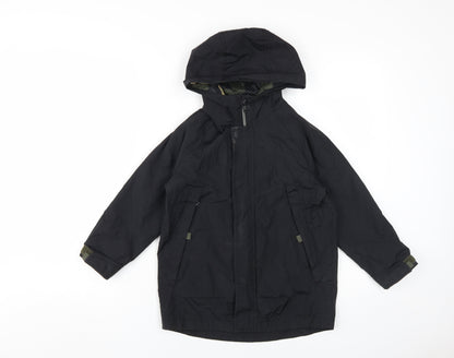 Zara Boys Black Parka Jacket with Hood, Size S
