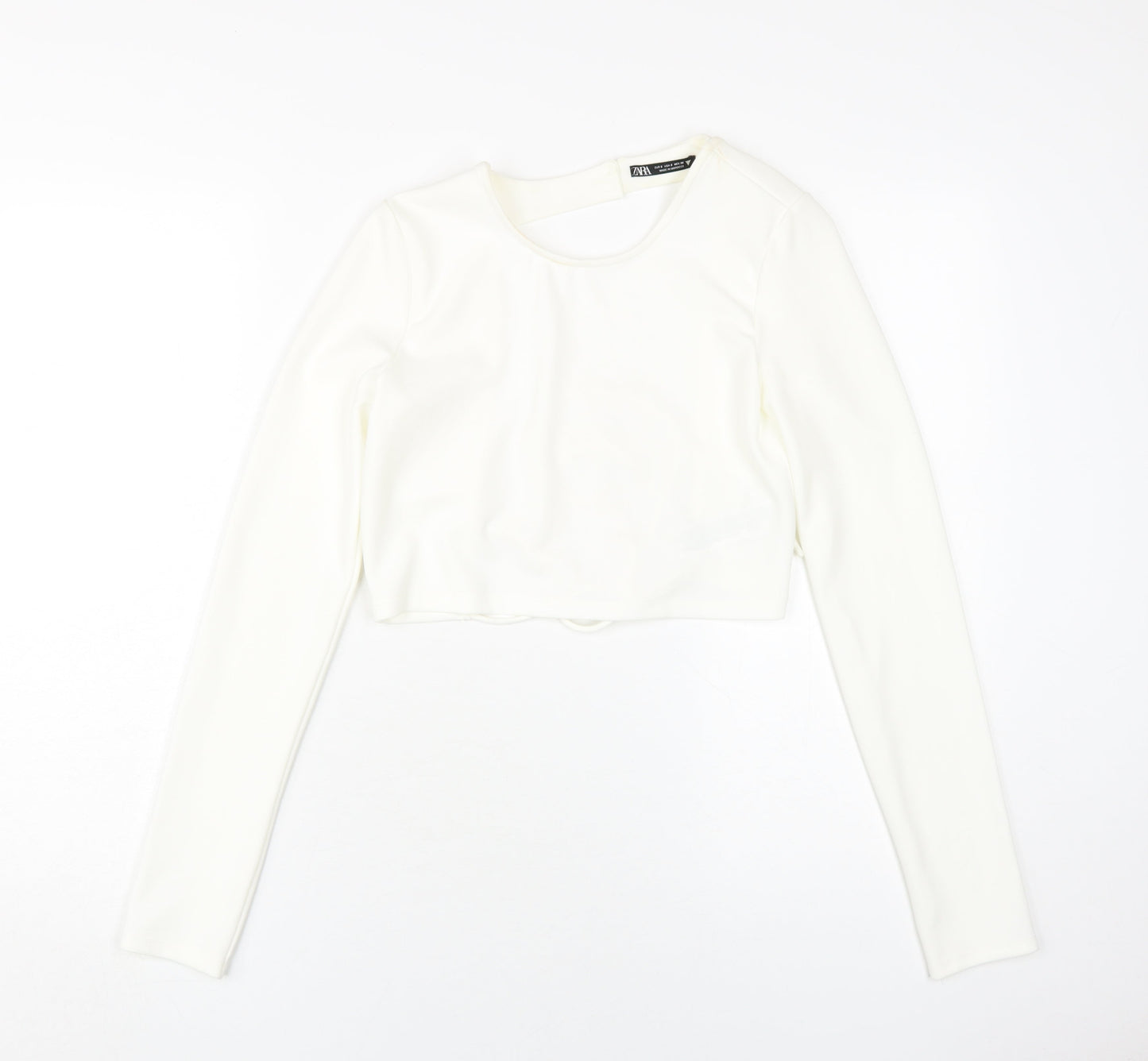 Womens UK Size S Zara White Cropped Blouse