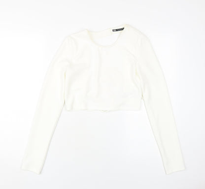 Womens UK Size S Zara White Cropped Blouse