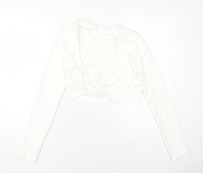 Womens UK Size S Zara White Cropped Blouse