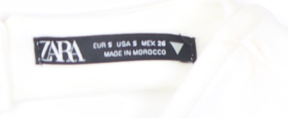 Womens UK Size S Zara White Cropped Blouse