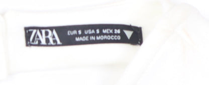 Womens UK Size S Zara White Cropped Blouse
