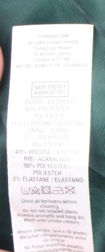 Mens UK Size L Topman Green Bomber Jacket