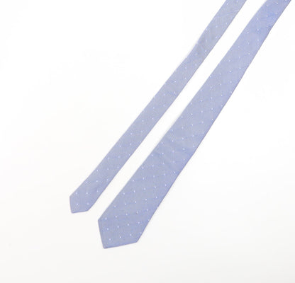Mens Charles Tyrwhitt Blue Polka Dot 100% Silk Slim Tie