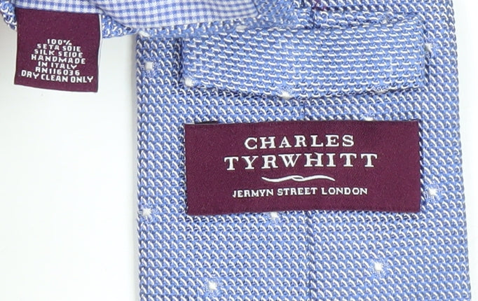Mens Charles Tyrwhitt Blue Polka Dot 100% Silk Slim Tie