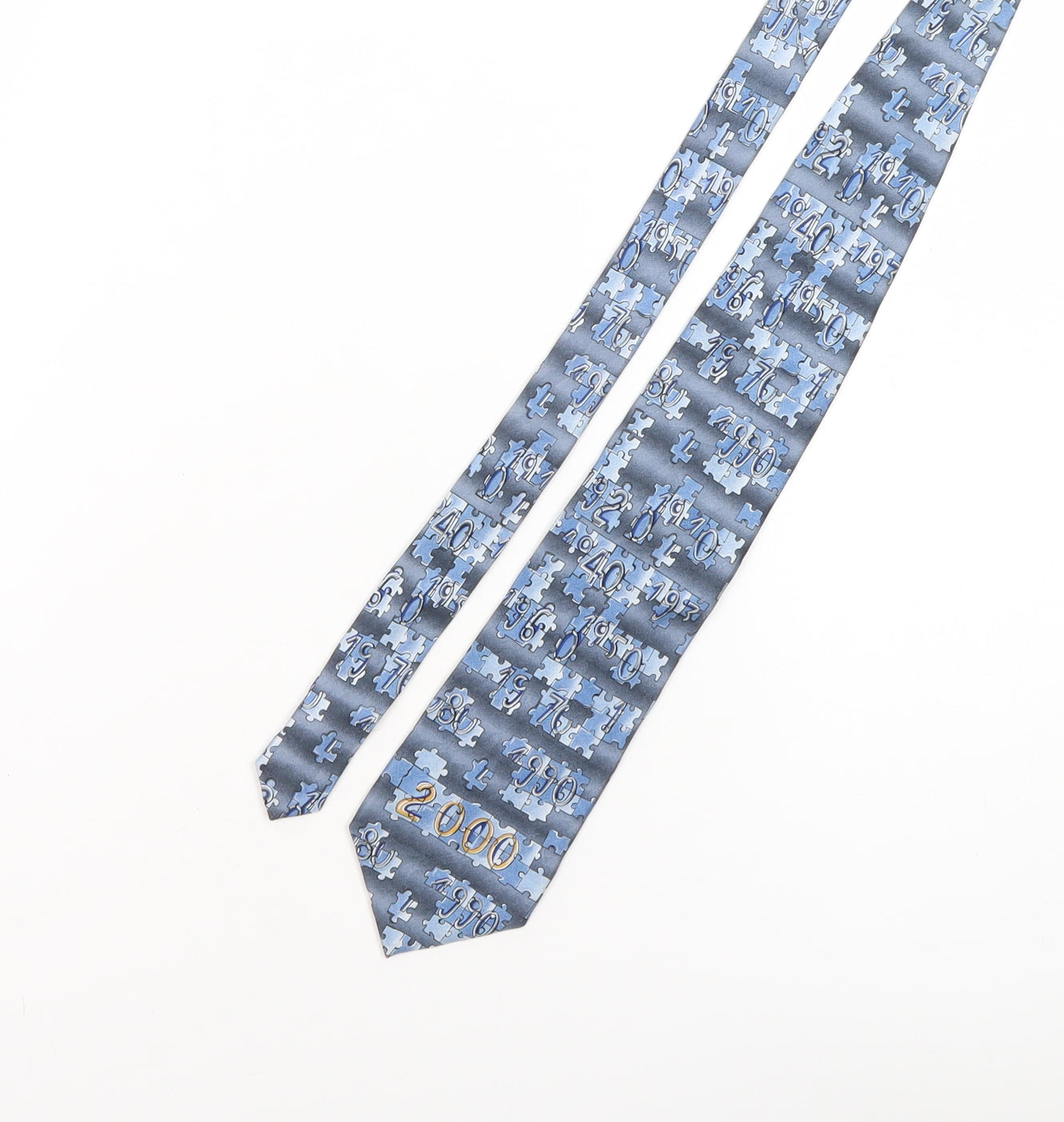 Mens C&A Blue Geometric 100% Silk  Tie