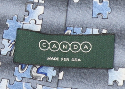 Mens C&A Blue Geometric 100% Silk  Tie