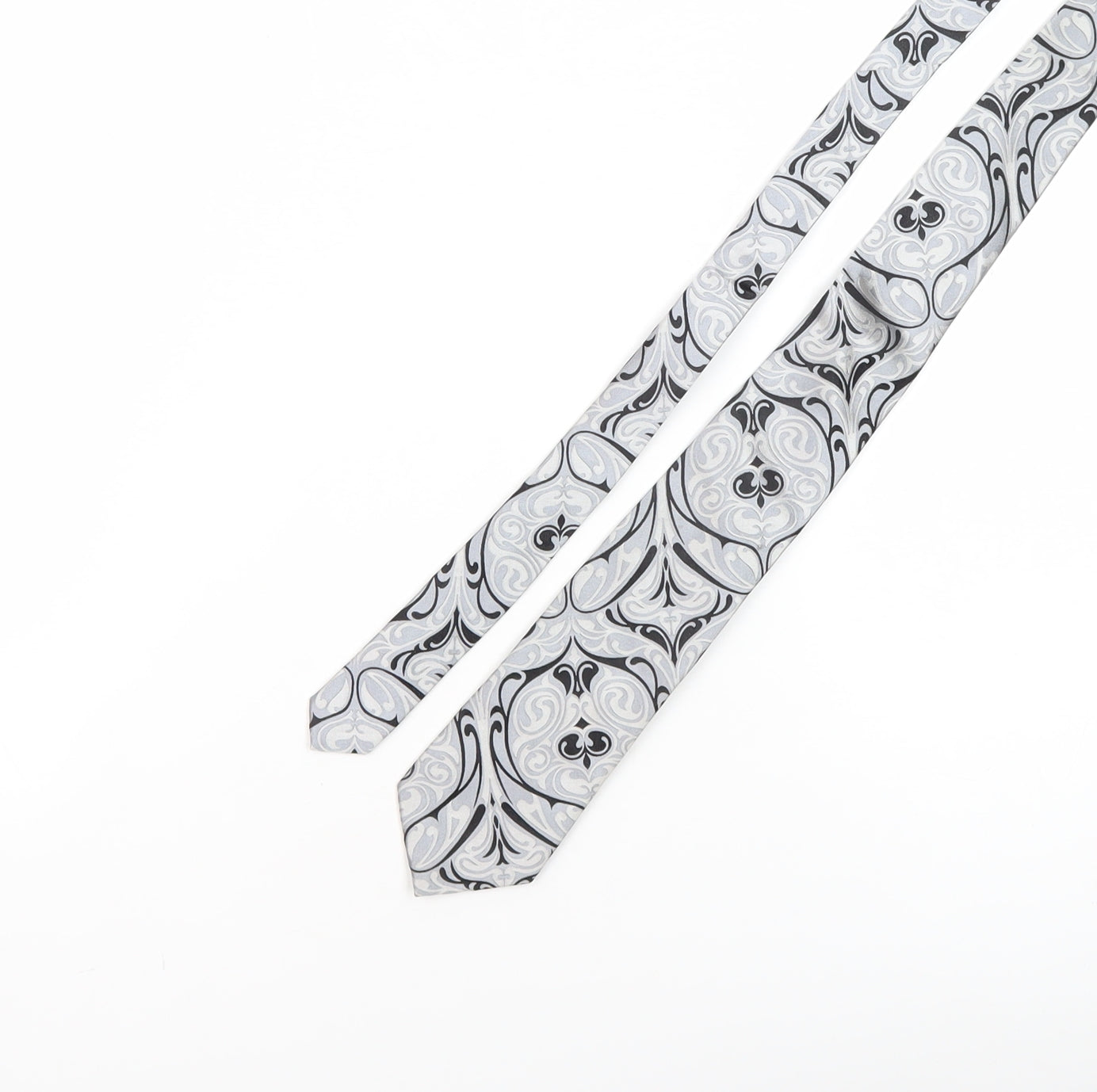A.Christensen Men's Silver Geometric Silk Tie