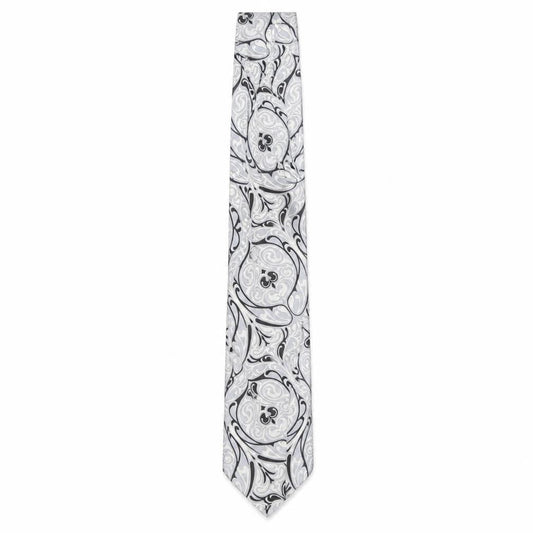 A.Christensen Men's Silver Geometric Silk Tie