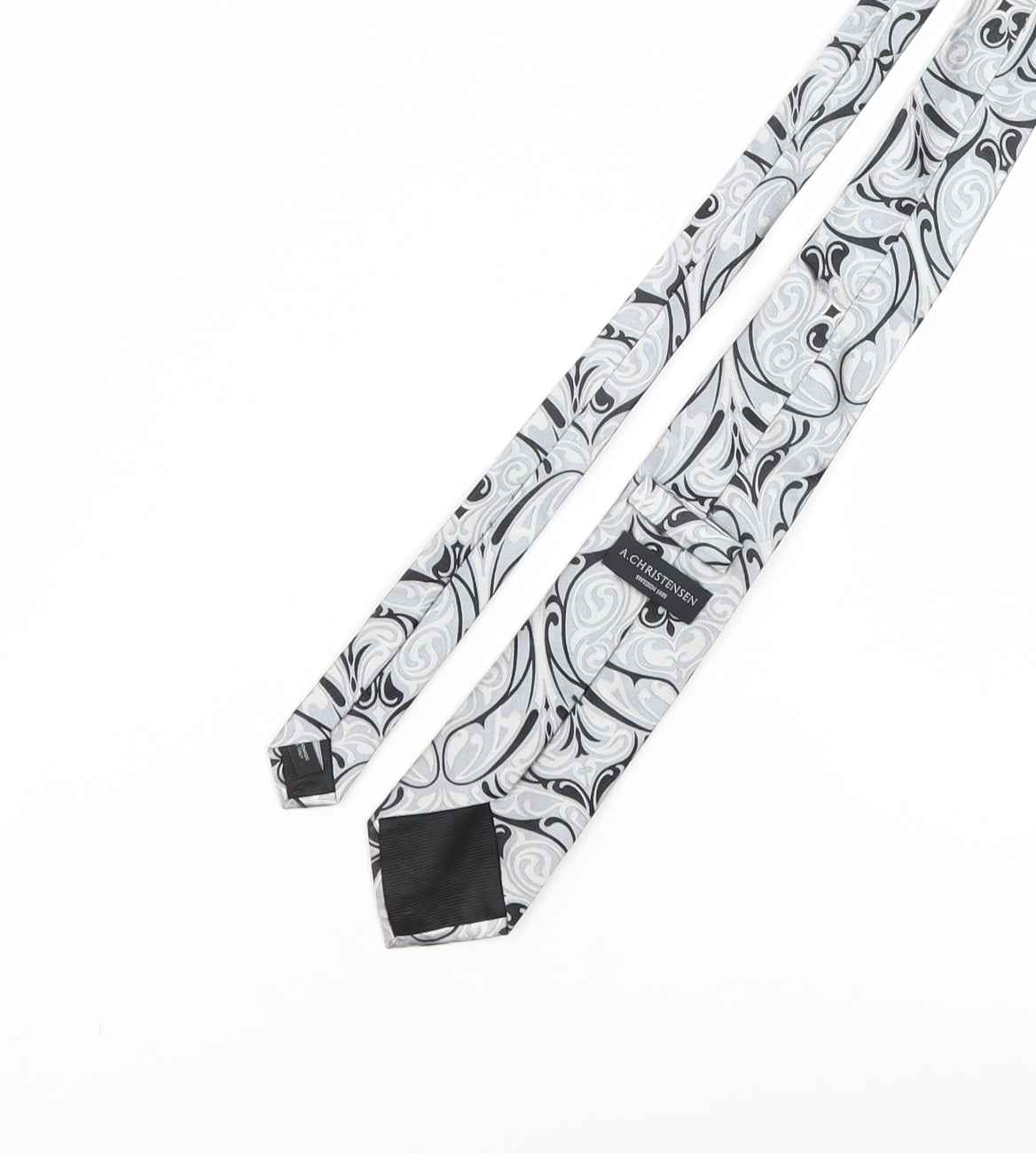 A.Christensen Men's Silver Geometric Silk Tie