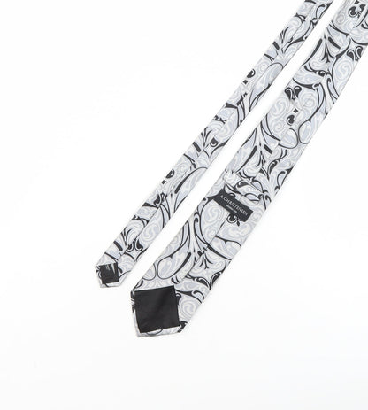 A.Christensen Men's Silver Geometric Silk Tie