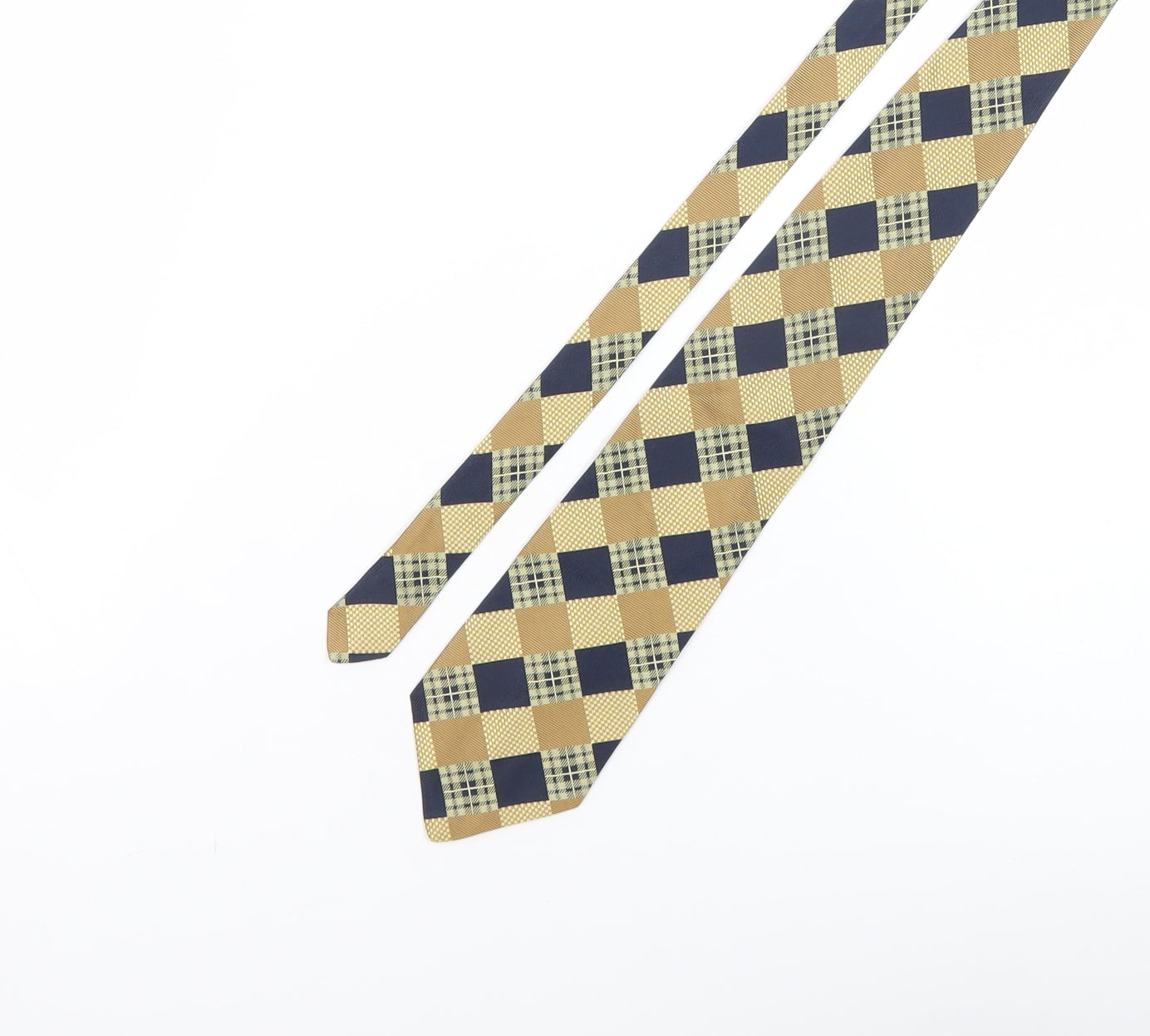 Next Men's Beige Plaid Silk Tie