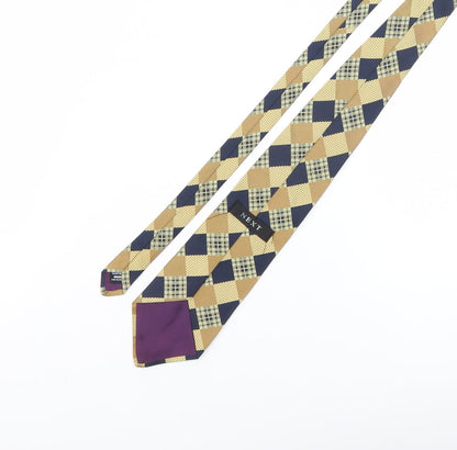 Next Men's Beige Plaid Silk Tie