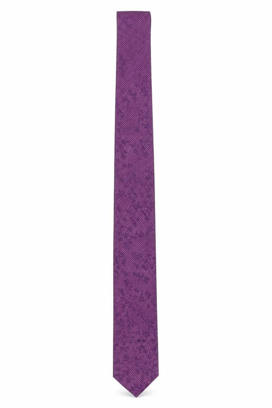 Nigel Hall Men's Purple Silk Slim Floral Tie