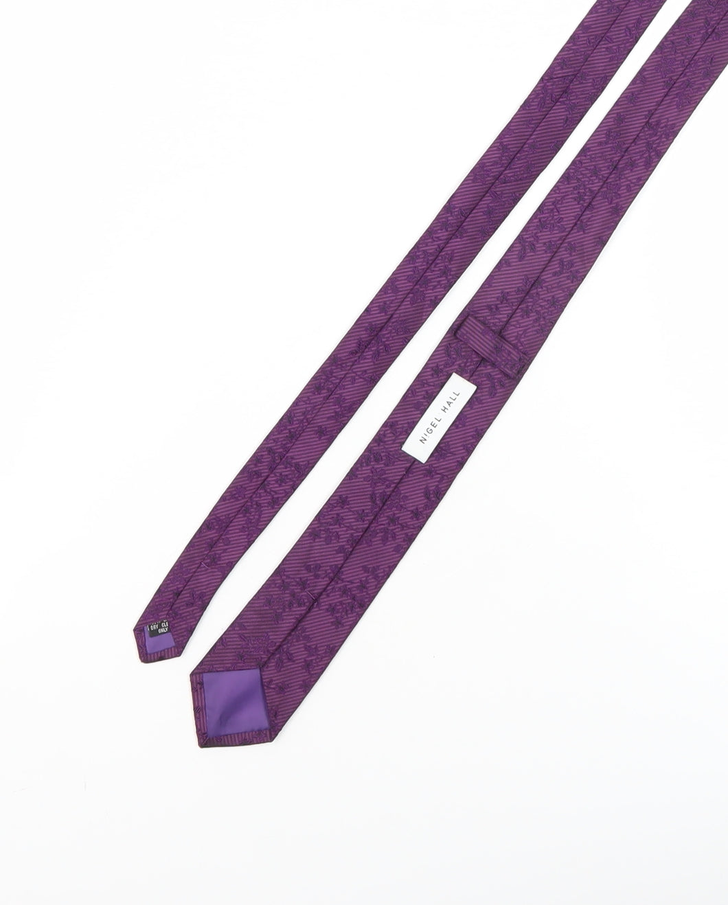 Nigel Hall Men's Purple Silk Slim Floral Tie