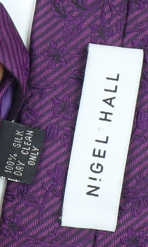 Nigel Hall Men's Purple Silk Slim Floral Tie