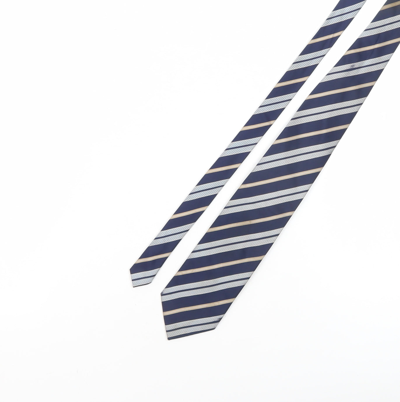Van Gils Men's Blue Striped Slim Silk Tie