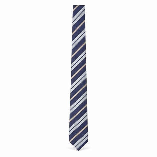 Front view of Van Gils Men's Blue Striped Slim Silk Tie