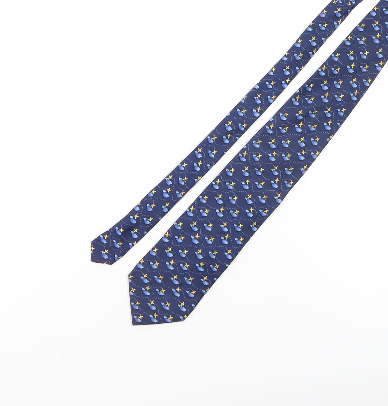Mens Beaufort Blue Geometric 100% Silk Pointed Tie