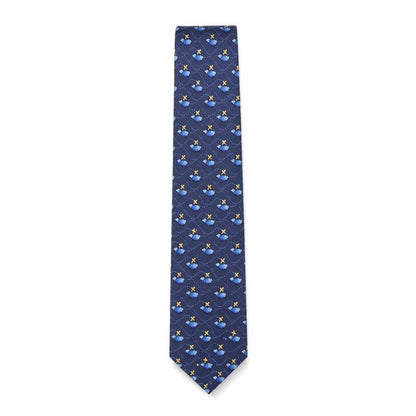 Mens Beaufort Blue Geometric 100% Silk Pointed Tie