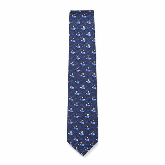 Mens Beaufort Blue Geometric 100% Silk Pointed Tie