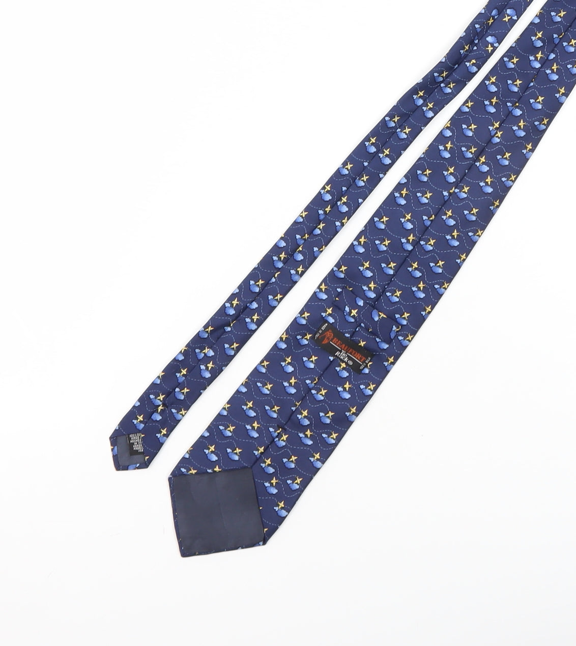 Mens Beaufort Blue Geometric 100% Silk Pointed Tie