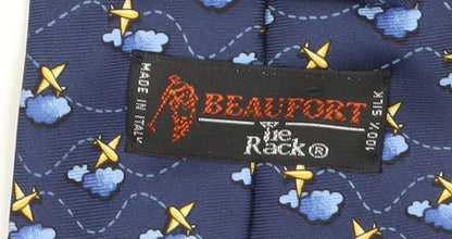 Mens Beaufort Blue Geometric 100% Silk Pointed Tie