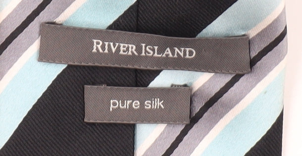 River Island Men's Black Striped Silk Tie