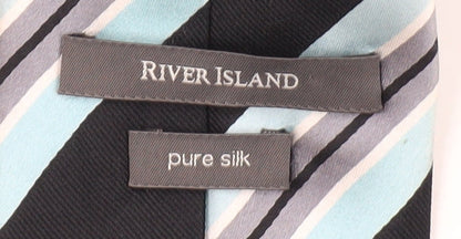 River Island Men's Black Striped Silk Tie