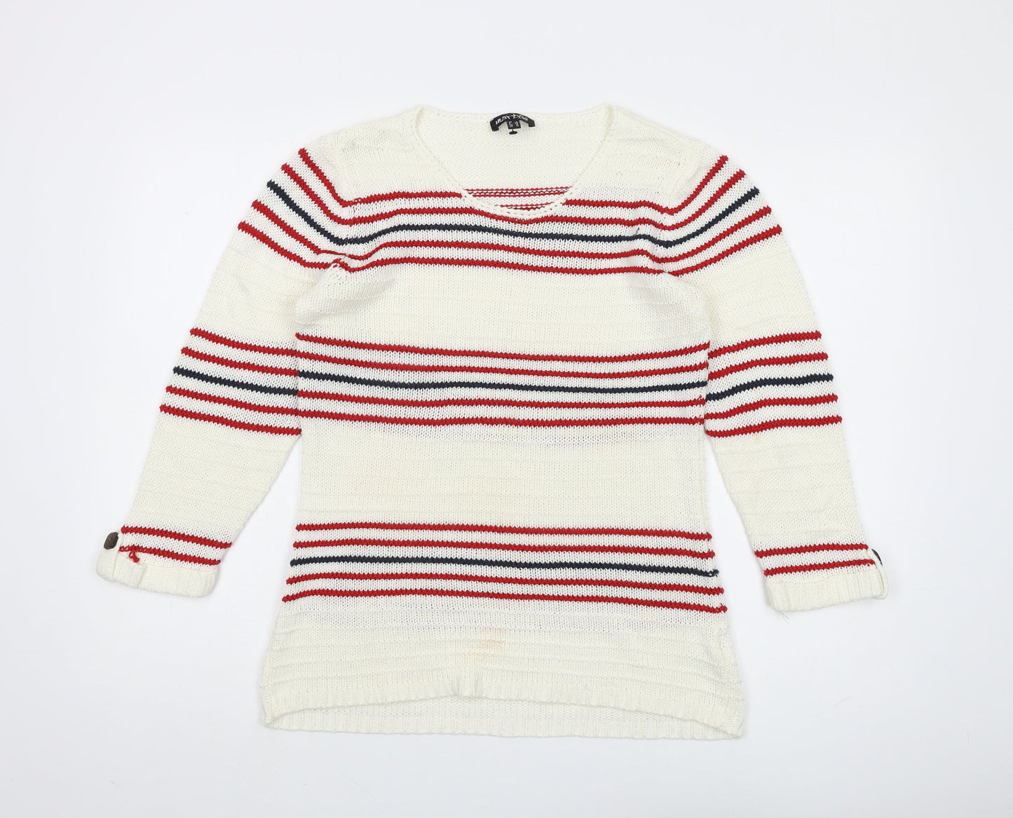 Womens UK Size 2 Marble White Pullover Jumper