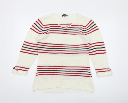 Womens UK Size 2 Marble White Pullover Jumper