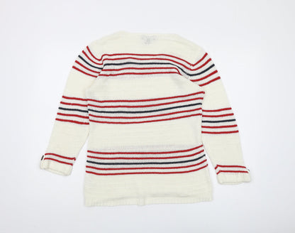 Womens UK Size 2 Marble White Pullover Jumper