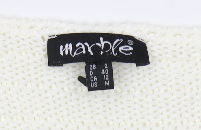 Womens UK Size 2 Marble White Pullover Jumper