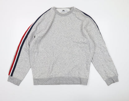 Topman Men's Grey L Pullover Sweatshirt Logo Accent