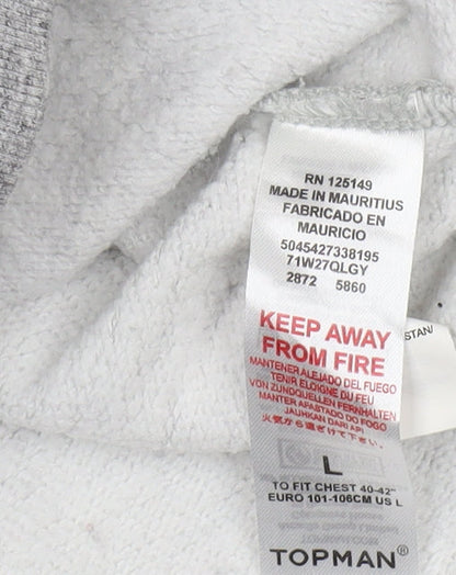 Topman Men's Grey L Pullover Sweatshirt Logo Accent