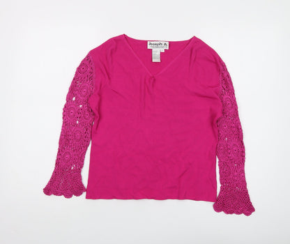 Joseph A. Women's Pink V-Neck Pullover Jumper
