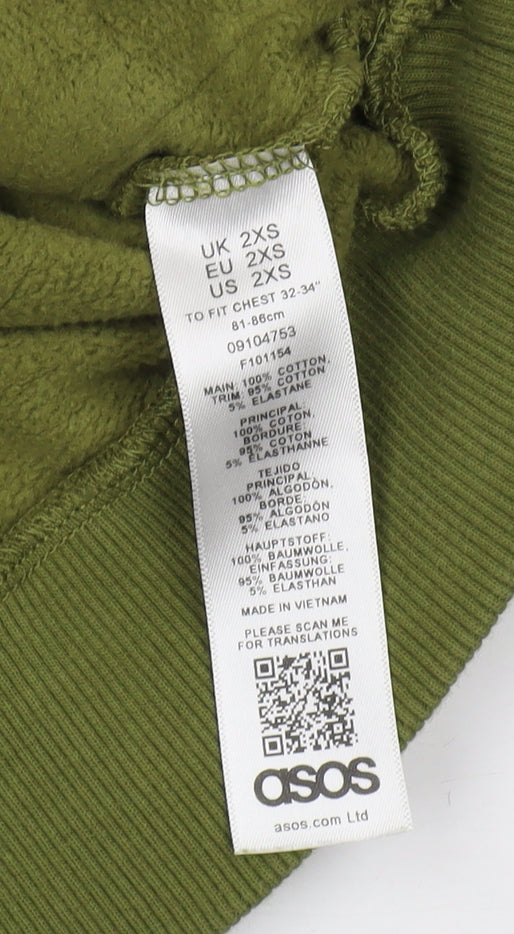Mens UK Size XS ASOS Green Pullover Hoodie