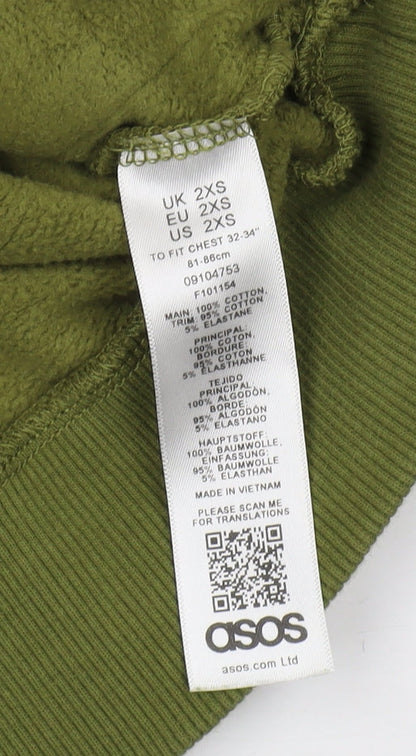 Mens UK Size XS ASOS Green Pullover Hoodie